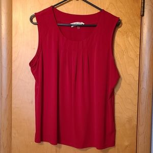 Jones Studio Solid Red Sleeveless Blouse